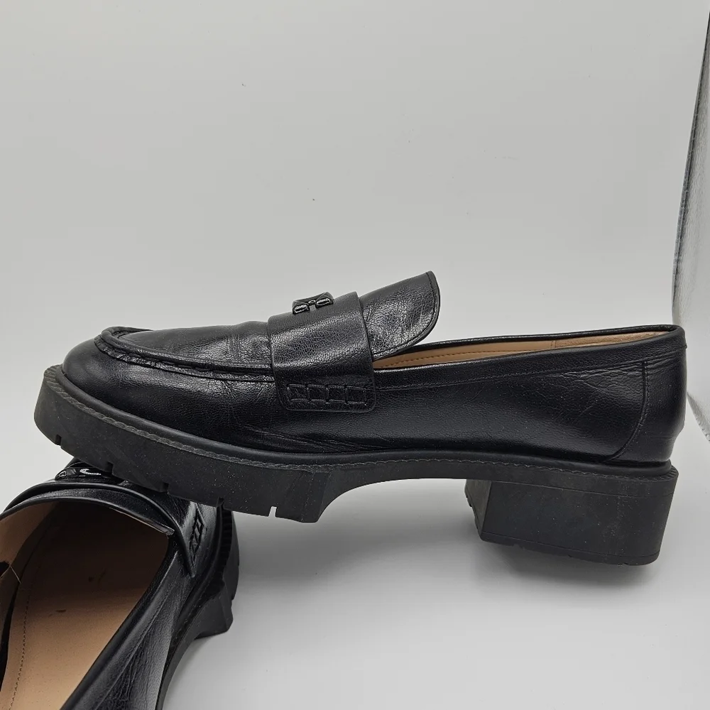 Coach chunky black leather Leah Loafer size 11